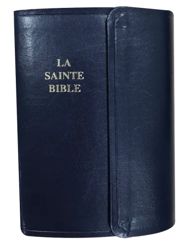 Bible Segond 1910, poche, similicuir marine, fermeture à pression
