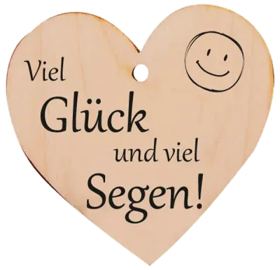 Holzherz Viel Glück und viel Segen!