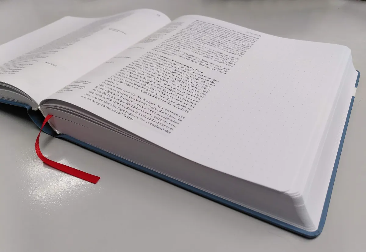 Allemand, NGÜ - Nouveau Testament - Edition journaling, relié bleu avec élastique