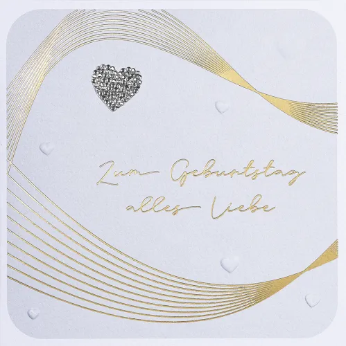 Doppelkarte Goldschleider Strasssteinherz