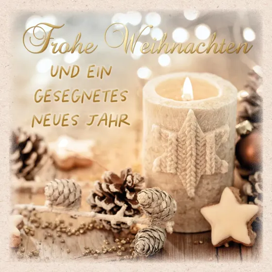 Doppelkarte Weihnachten Kerze dekoriert ENC - JESAJA 60.1
