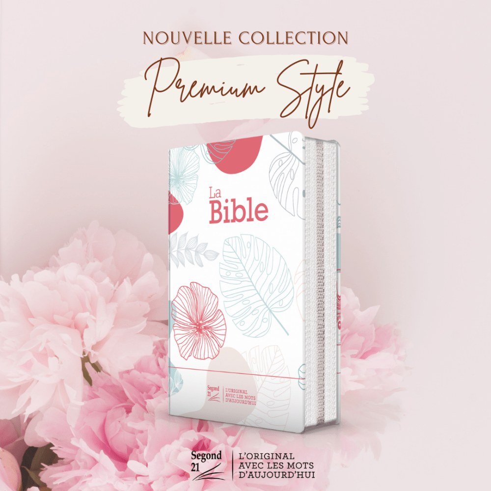 Bible Segond 21 compacte (Premium Style) - couverture souple toilée motif fleuri, avec fermeture...