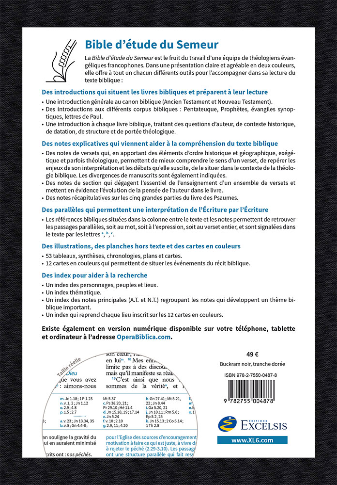 Bible d'étude Semeur 2015 - couverture souple noire, tranche dorée