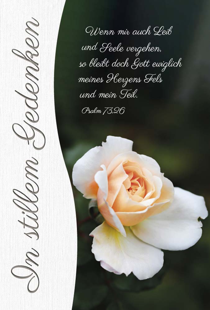 Doppelkarte Trauer Rose Wenn mir auch Leib und Seele vergehen