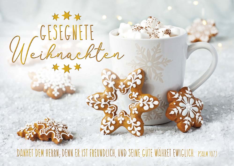 Postkarte Weihnachten Lebkuchensterne