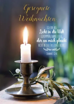Postkarte Weihnachten Antik Kerzenhalter
