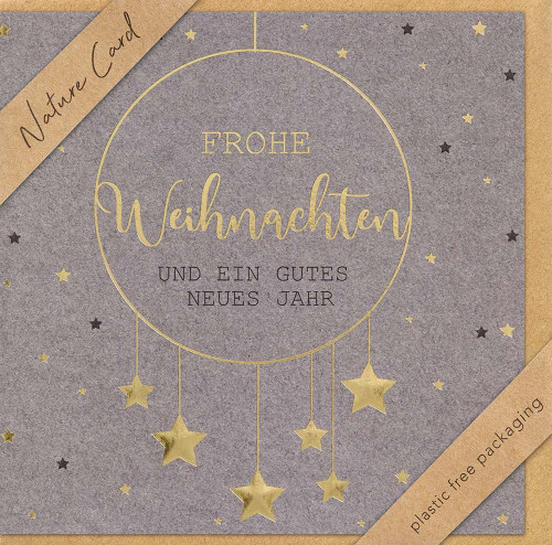 Doppelkarte Weihnachten Goldene Sterne NC