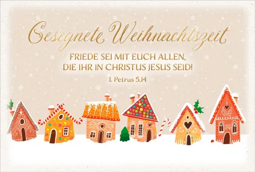Postkarte Weihnachten Friede sei mit euch allen