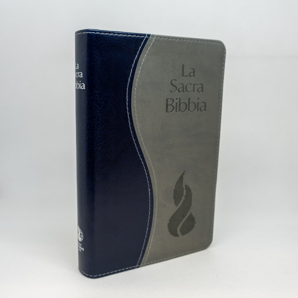 ITALIEN BIBLE, NUOVA RIVEDUTA, DUO SOUPLE GRIS/BLEU, TR. ARGENTÉE - COMPACT