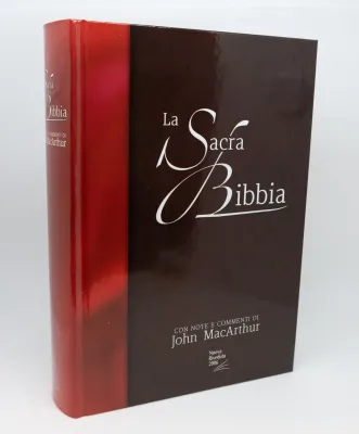 ITALIEN, BIBLE NR, MACARTHUR, RIGIDE ILLUSTREE NOIR ET ROUGE